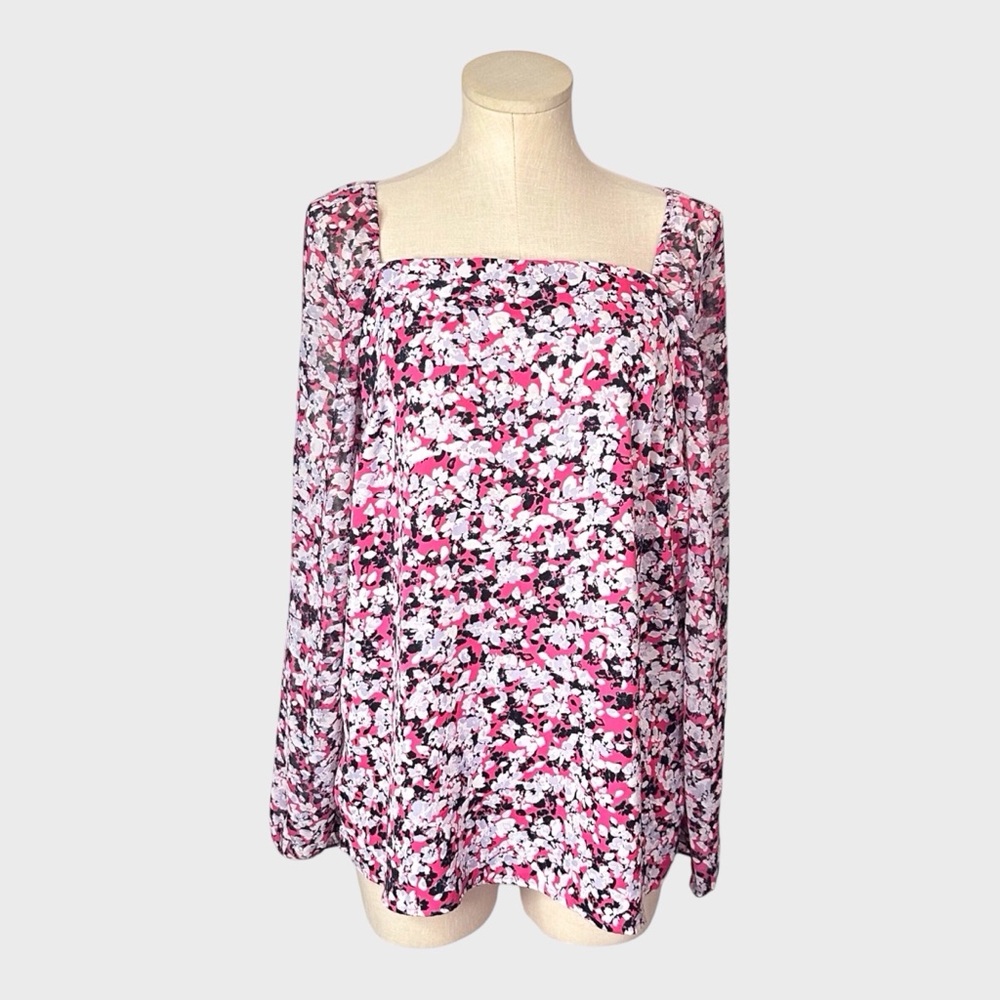 Apt 9 Floral Square Neck Long‎ Sleeve Blouse
